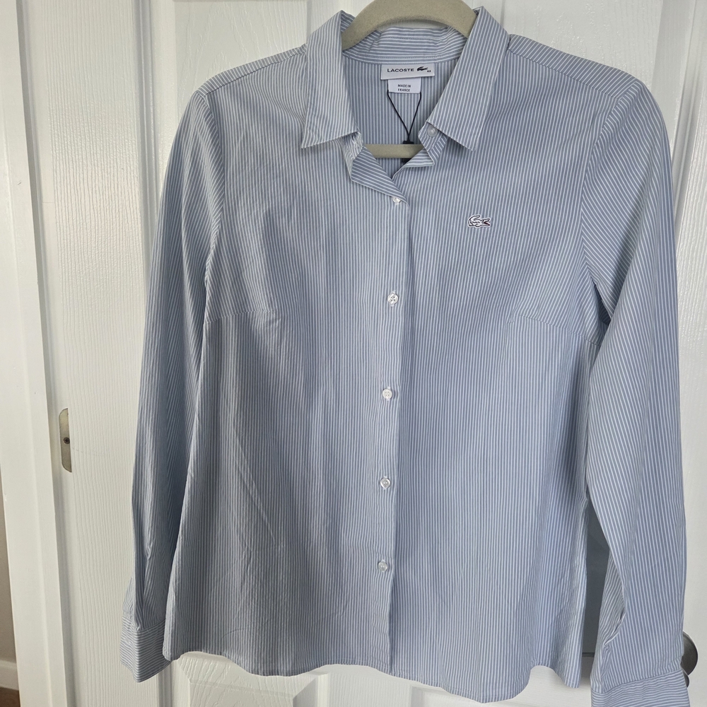Lacoste Blue Striped Button-Up Shirt